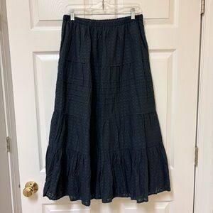 American Eagle Outfitters Navy Tiered Maxi Skirt Lined L NWT